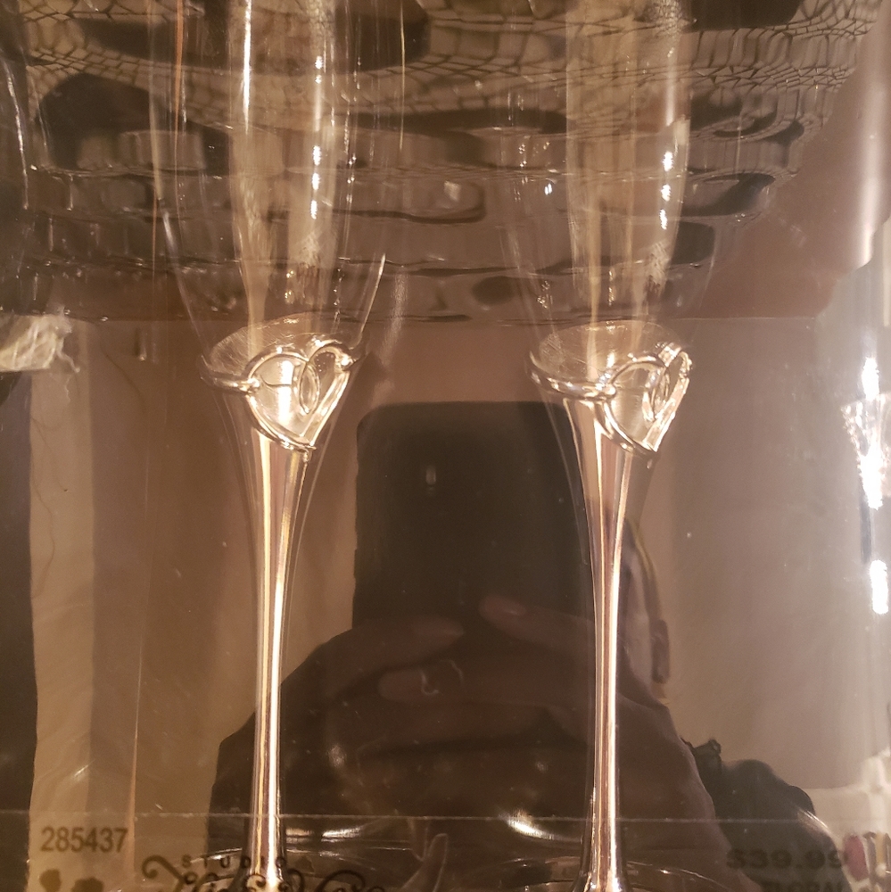 His & Hers studio wedding flutes